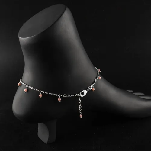 Miniatura 30 de Yanara Tobilleras de piedras preciosas para mujer, piedra natal natural, chapada en plata, joyería hecha a mano en 8.5 + 1.5 pulgadas, cristales