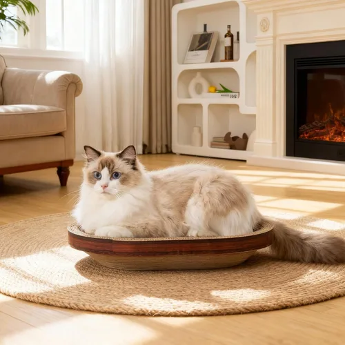 Miniatura 3 de Avont Juego de 3 rascadores de cartón para gatos de interior, rascador corrugado para gatos con almohadilla reversible para rascar, caja de arañazos