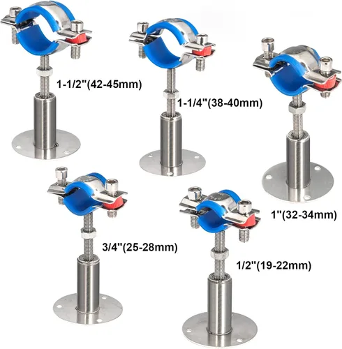 Miniatura 6 de 2 unidades de soportes de tubo para montaje en pared y en techo, de acero inoxidable 304, adecuados para tubos con diámetro exterior de 1-1/2