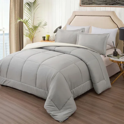 Miniatura 21 de EMME Bed-in-A-Bag - Juego de edredón de 5 piezas para cama Twin de microfibra cepillada y relleno de plumón sintético, suave y cómodo, lavable a 01