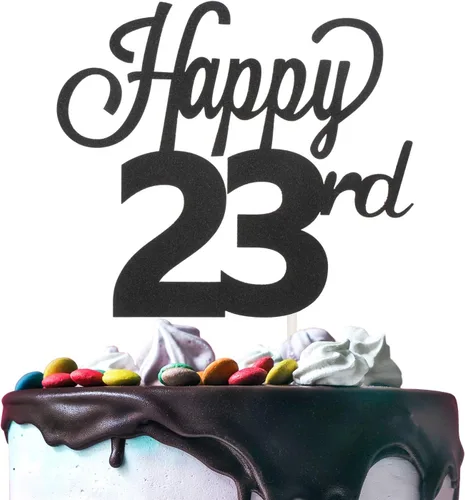 Miniatura 24 de LINGTEER - Decoración para pastel con texto "Happy Birthday 100", color negro