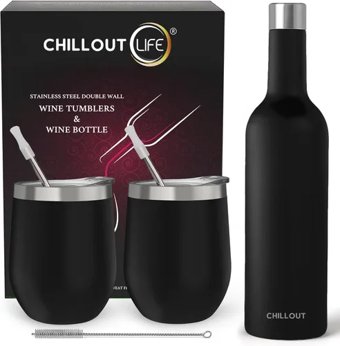 Miniatura 68 de CHILLOUT LIFE Vasos Térmicos de Vino de Acero Inoxidable de 12 oz Paquete de 2 - Vasos de Vino con Aislamiento al Vacío de Doble Pared con Tapas