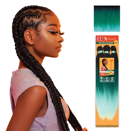 Miniatura 35 de Sensationnel X-Pression - Trenzas prestiradas, 3 unidades, 58 pulgadas, paquete de 1 unidad, 1B