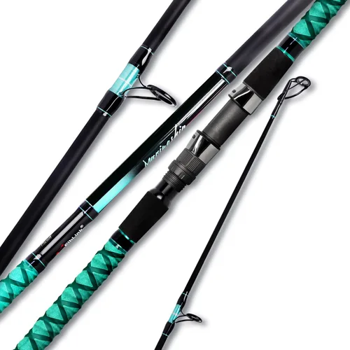 Miniatura 9 de Fiblink - Caña de pescar portátil para surf, giratoria, de 2/3/4 piezas de fibra de carbono para agua salada, de 9'/10'/12'/13'/15