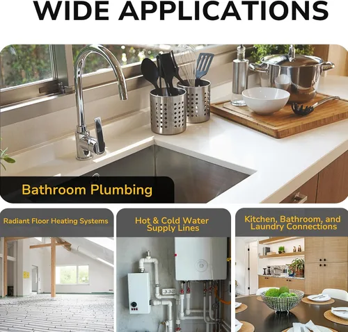 Miniatura 8 de Acoplamiento Pex de 1/2", Accesorios Pex, Accesorios de Engaste de Latón de Alta Resistencia para Tubos PEX con Construcción Resistente a Fugas