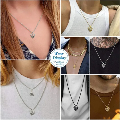 Miniatura 6 de FaithHeart Collar de triple diosa de la luna de acero inoxidablechapado en oro de 18 quilates joyería Wiccan para mujer con delicado embalaje