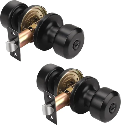 Miniatura 59 de KNOBWELL Paquete de 4 pomos de puerta cuadrados modernos para paso, pomos de puerta interiores, manija de puerta de pasillo y armario, color negro