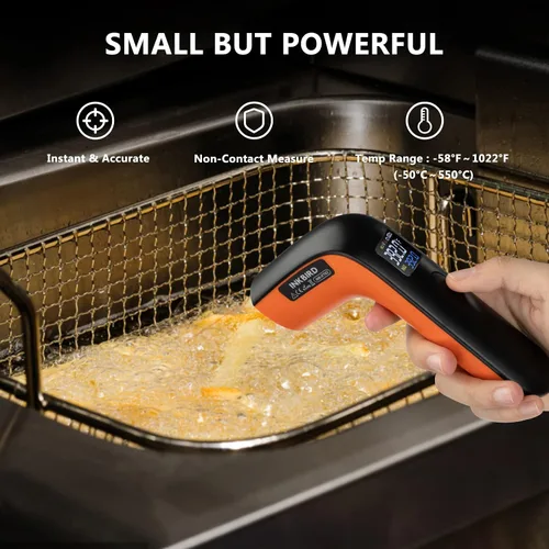 Miniatura 4 de Pistola termómetro infrarroja recargable para cocinar -58℉~1022℉ INKBIRD Pantalla colorida Pistola de temperatura láser digital para horno