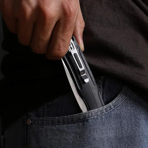 Miniatura 8 de Firebird GANZO FH91-GB Cuchillo plegable de bolsillo con rodamientos de bolas, hoja de acero D2, mango ergonómico G10 antideslizante con clip, Verde