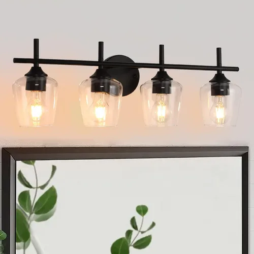 Miniatura 14 de Accesorios de luz de baño de 2 luces, Luz de tocador moderna negra, Lámpara de pared de baño para espejo, cocina, dormitorio, pasillo, sala