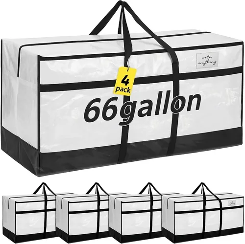 Miniatura 12 de 4 Piezas Bolsas de Mudanza Grandes con Cremallera y Asas Bolsas de Lona Tipo Duffle Plegables de Almacenamiento Extra Resistentes Extra Grandes