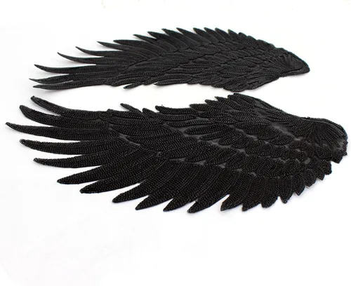 Miniatura 2 de Parches decorativos de lentejuelas grandes con alas de ángel para planchar para coser en chaquetas, jeans, bricolaje, color negro