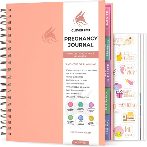 Miniatura 10 de Clever Fox Diario de embarazo y libro de recuerdos – Agenda de embarazo y cuaderno para futuras mamás – Recuerdo del bebé, regalo para madres