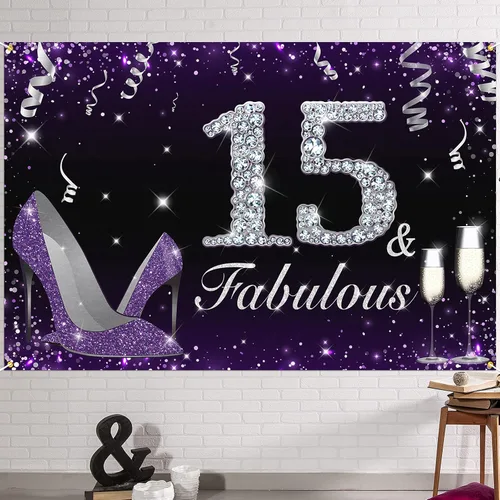 Miniatura 8 de HAMIGAR Fabuloso telón de fondo de cumpleaños tacones altos morados