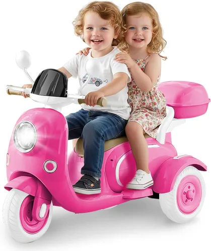Miniatura 9 de HEIMILI Motocicleta eléctrica para niños, scooter eléctrico para niños de 3 años, juguete para niñas, scooter de 3 ruedas de 12V para montar