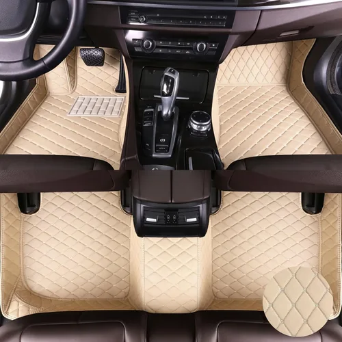 Miniatura 9 de Alfombrillas de automóvil para Toyota Camry 2001-2006, revestimiento de cuero de lujo, protección para todo tipo de clima (juego completo, negro)