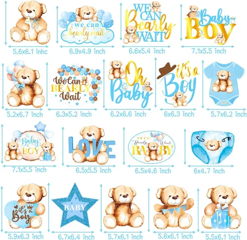 Miniatura 3 de 20 piezas de oso de peluche colgantes con diseño de remolinos We Can Bearly Wait Baby Shower Decoraciones It's a Boy Ceiling Swirl Bear Baby Shower