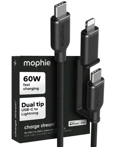 Miniatura 5 de Cable Mophie Charge Stream USB-C a USB-C de 1m/3 pies - Entrega de energía de 60W, silicona Enduraflex, diseño trenzado ultraduradero para uso diario