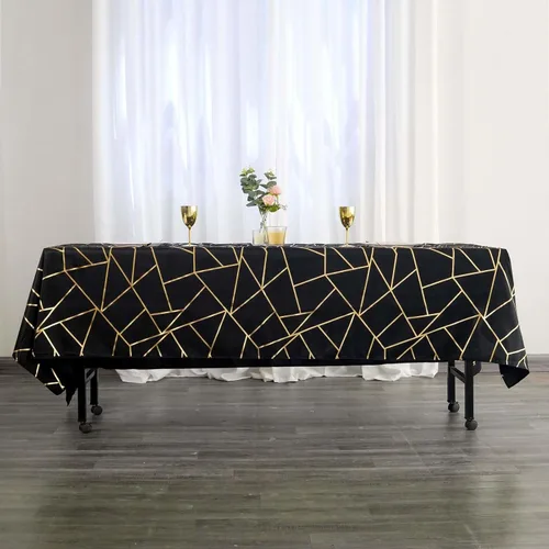 Miniatura 25 de Efavormart - Mantel redondo de poliéster de 120 pulgadas con patrón geométrico dorado Morado