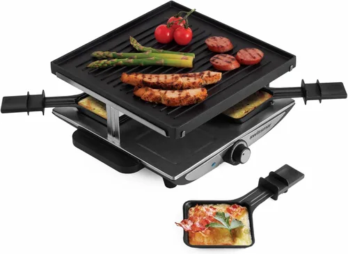 Swissmar Geneva Raclette Grill con tapa reversible de aluminio fundido - Perfecto para parrilla eléctrica de raclette y asador al aire libre y en
