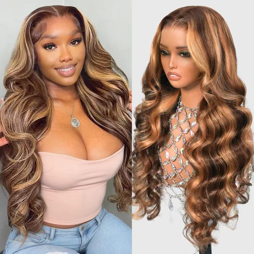 Beluck Pelucas de cabello humano rubio miel ondulado de 13 x 6 pulgadas, densidad 210, ombré, HD, encaje frontal, pelucas de cabello humano