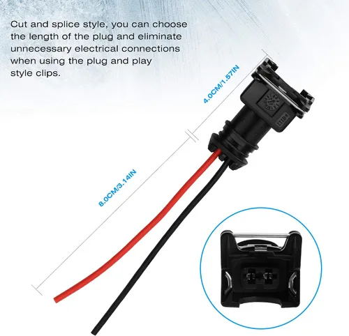 Miniatura 3 de 8 piezas de conector de inyector de combustible EV1 OBD1 enchufe arnés de cable de cableado coleta telar clip corte para RC, Bosch, Honda, Ford