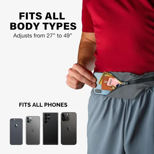 Miniatura 2 de Cinturón delgado para correr para mujeres y hombres [se ajusta a TODOS los teléfonos], riñonera para corredores para hombres, cinturón para correr