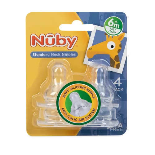 Miniatura 3 de Nuby Paquete de 4 pezones estándar de flujo rápido para cuello