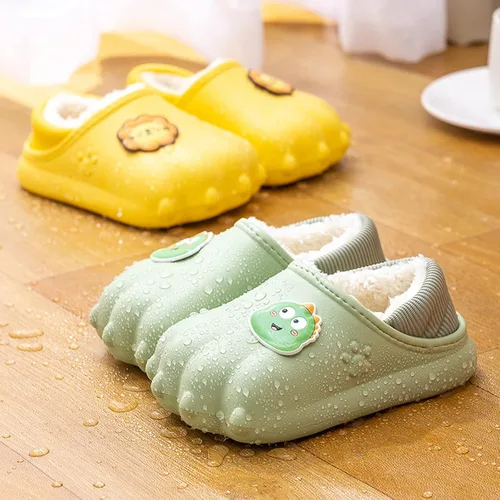 Miniatura 4 de Erhouxz - Pantuflas de pata de gato para niños, pantuflas de dinosaurio de conejo para niños y niñas, pantuflas de gatito de dibujos animados