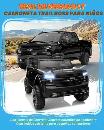 Miniatura 2 de ENYOPRO - Vehículo de 24 V con licencia Chevrolet Silverado LT Trail Boss de 2 plazas para niños, automóvil eléctrico con control remoto, cinturón