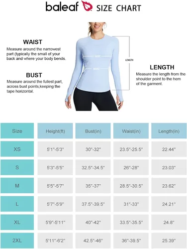 Miniatura 7 de BALEAF Women's Long Sleeve Workout Tops Compression Running Shirts Fitted Athletic Warm Thumbholes Quick Dry Stretch Yoga