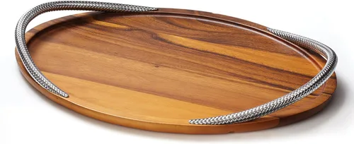 nambe Bandeja para servir trenza, 19 pulgadas, bandeja grande para servir fiestas, platos para servir aperitivos, alimentos, galletas, platos de