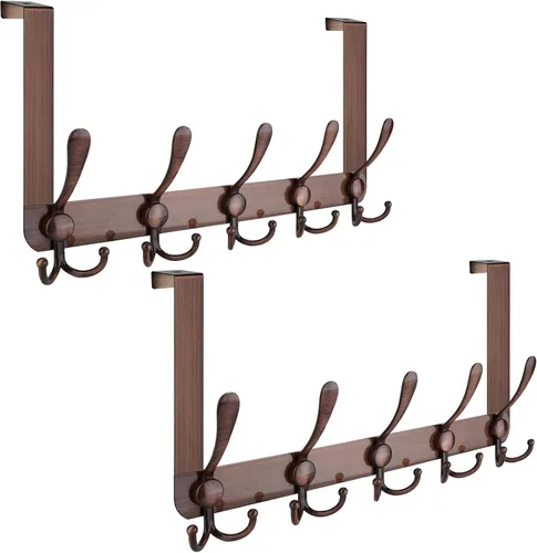 Miniatura 11 de TICONN Ganchos sobre la puerta, 5 ganchos resistentes de triángulo para colgar abrigos, todo metal, para baño, dormitorio, residencia
