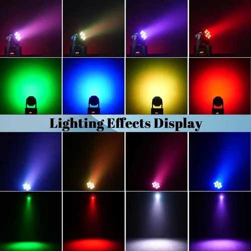 MINGJIE Luces de DJ con cabeza móvil, 12 colores 7x10W LED foco de escenario de lavado con DMX y sonido activo, inclinación de 540° de inclinación
