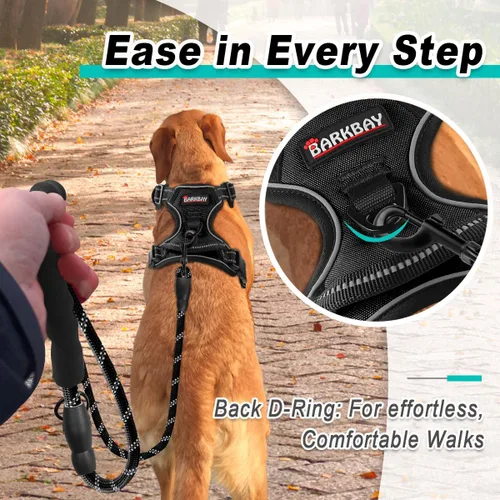 Miniatura 3 de BARKBAY Arnés para perro sin tirones para perros grandes, ajustable, reflectante, cómodo, sin estrangulamiento, resistente, perfecto para Negro