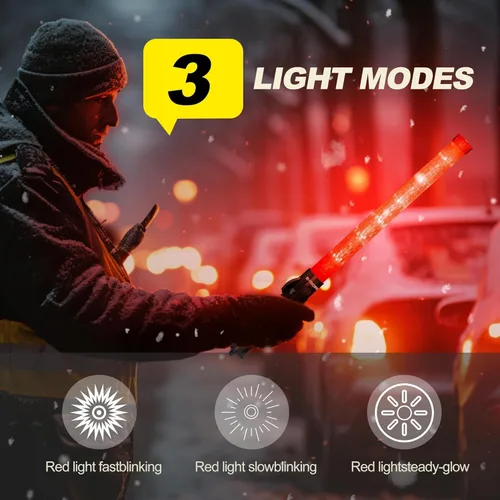 Miniatura 4 de E-riding Paquete de 8 Bastones de Seguridad para Control de Tráfico Aéreo de 21 pulgadas, Bastón de Señalización de Seguridad de Tráfico con Luz LED
