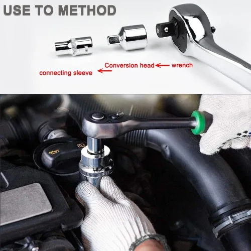 Miniatura 5 de Utoolmart Adaptador de enchufe de impacto de 3/8 pulgadas (F) x 1/4 pulgadas (M) para llaves de trinquete, convertidor Cr-V para reductor de manga