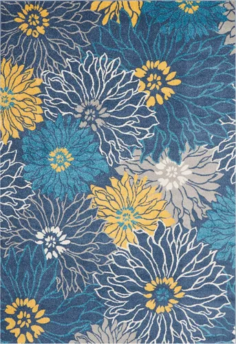 Miniatura 3 de Nourison Passion - Alfombra azul, de 6 pies, 7 pulgadas x 9 pies, 6 pulgadas, floral, campestre, fácil de limpiar, no desprende pelo