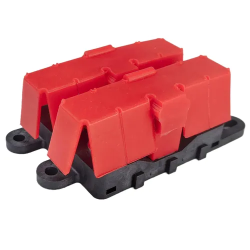 Miniatura 28 de GLOSO Portafusible Mega atornillado con cubierta negra (fusible no incluido) Perno M8 Clasificación de 500 amperios