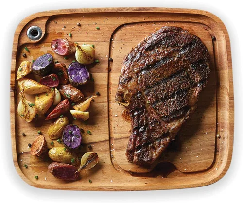 Miniatura 9 de Ironwood Gourmet Fort Worth Plato para Bistec con Canal para Jugos, Madera de Acacia, Juego de 4