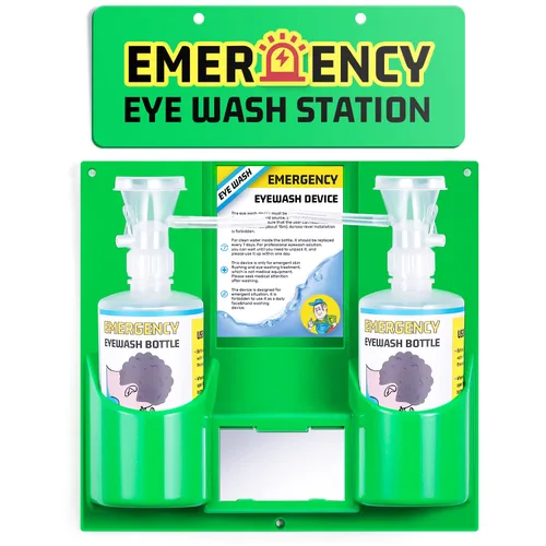 Estación de lavado de ojos portátil para emergencia, estación de lavado de ojos de emergencia con dos botellas de 16 onzas, kit de lavado de ojos de