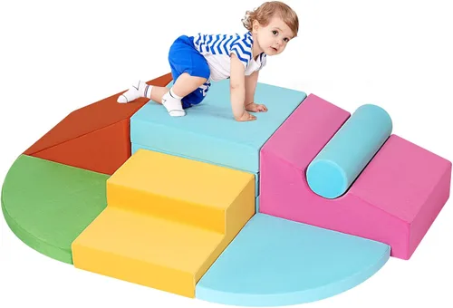 7 juguetes de escalada para niños pequeños de 1 a 3 años en el interior, bloques de escalada de espuma para bebés, juego suave para niños pequeños