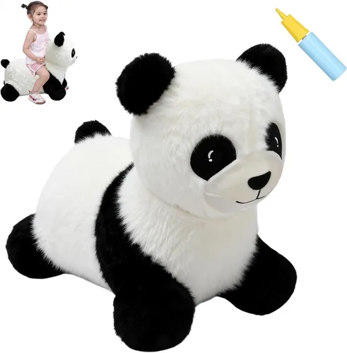 INPANY Caballo Saltarín, Juguetes Panda Brincolín, Animal de Peluche Saltarín para Niños Pequeños, Juguetes de Goma Inflables para Montar, Regalo de