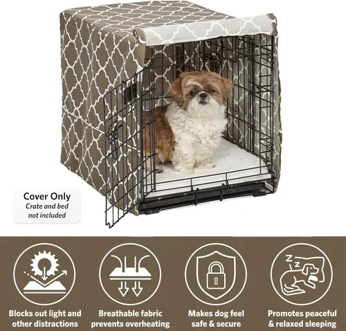 Miniatura 3 de MidWest Homes for Pets Funda para jaula para perros pequeños con protector de tela Teflon, funda de privacidad de poli-algodón para perrera que se