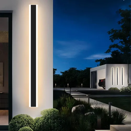 Miniatura 8 de Luz de pared exterior moderna de 47 pulgadas, accesorios de iluminación exterior de acrílico negro de 3000K, montaje en pared, luces de porche