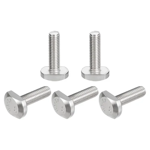 Miniatura 20 de uxcell Pernos de ranura en T, 5 unidades M5x25mm Pernos deslizantes de caída en T de acero inoxidable 304 con forma de T para pista en T