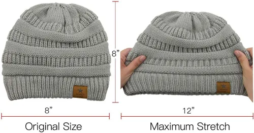 Miniatura 5 de American Trends Gorros de invierno para mujer, paquete de 4 gorros de punto grueso y holgado