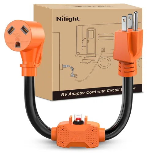 Miniatura 12 de Nilight - 50033R Adaptador de enchufe RV de 18 pulgadas, 50 amperios a 30 amperios, adaptador eléctrico de Dogbone de alta resistencia con mango 115G