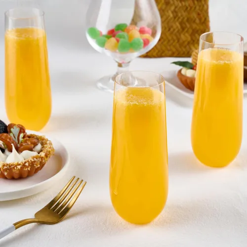 Miniatura 6 de FOCUSLINE Paquete de 24 Copas de Champán de Plástico Transparente de 9 Oz, Copas de Champán de Plástico Sin Tallo Transparentes, Vasos para Brindis