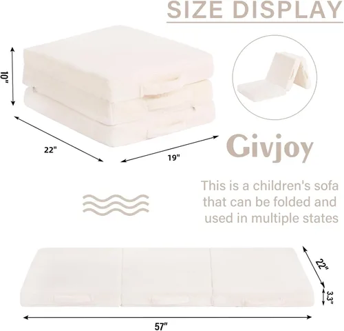 Miniatura 3 de Colchón plegable para niños, lavable para niños pequeños, tapete triple plegable para siesta para dormir, guardería, sofá cama con bolsa